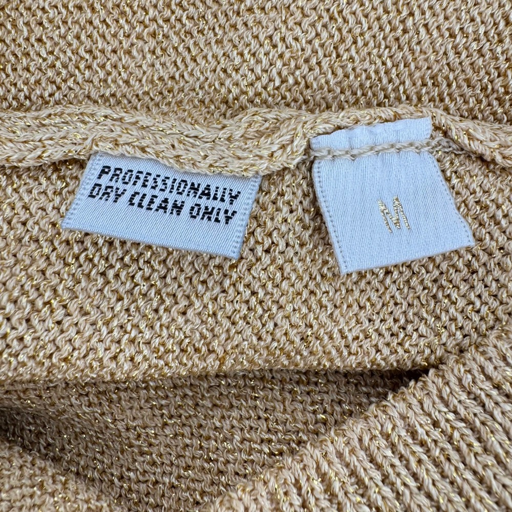St‎ John Basics Gold Metallic Knit Scoop Neck Tank Top Shell Medium Made in USA - Picture 7 of 8